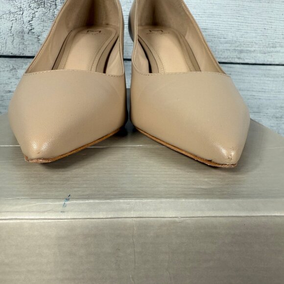 Mark Fisher Zala Block Heel Pointy Toe Pump Light Natural Tone Leather Sz 7.5 - Picture 5 of 9